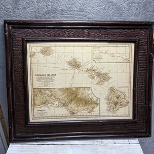 Antique Style Hawaiian Islands Map 1899 J. Martin Miller Framed Lahaina Print